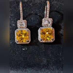 Elegant Yellow and Silver Earrings